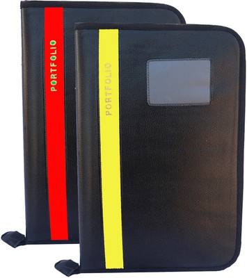 Parthav PU Leather High Quality Leaf office File/Certificate file/file cover/Zip file folder Orange & Yellow Set of 2 A4 & FS Size(Set Of 2, Orange & Yellow)