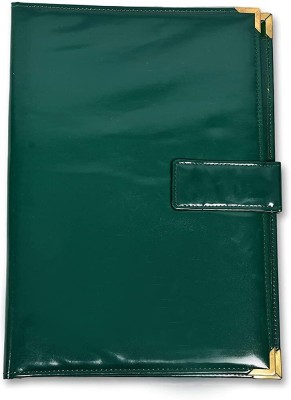 CAMPIO Hardboard and Rexine Army Dak Pad Folder/Holder (Size: 15 X 10.5 inch) (Golden Steel Corner)(Set Of 1, Green)