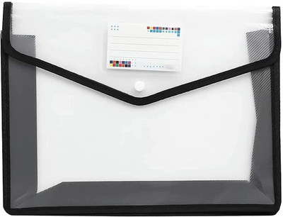 GPN PRINT Plastic A4 Plastic File Folder Poly Envelope Expanding File Wallet Document Organizer with Snap Closure & Label Pocket(Set Of 1, Transparent)
