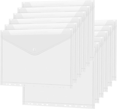 SHINING ZON Plastic A4 Letter Size Button File Folder with 11 holes Sheet Protector for document(Set Of 50, Transparent)