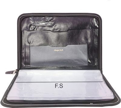 Parthav PU Leather Document Carry Bag File Folder(Set Of 1, Light Grey)