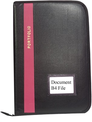 Kopila PU Leather Document,Certificate Zipper File Folder(Set Of 1, Pink)