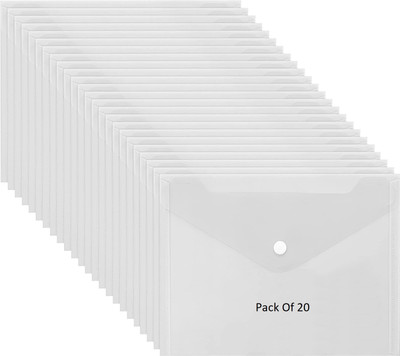 SHINING ZON A5 Button File Folder Document File(Set Of 20, Transparent)