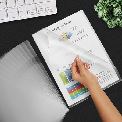 KKSW Plastic L-Type Transparent A4 Size Project File Folder Document Holder for School&Office(Set Of 5, Transparent)