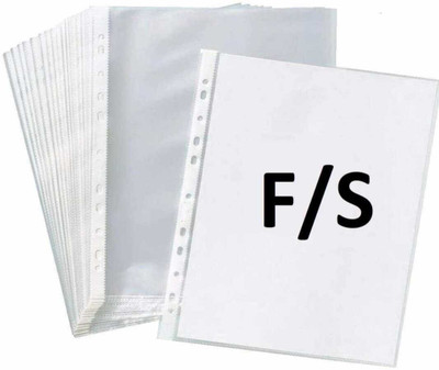 LIOGLOBAL 150 Micron Transparent Plastic FS LEGAL Folder Leafs Sheet Protector(Set Of 75, Transparent)