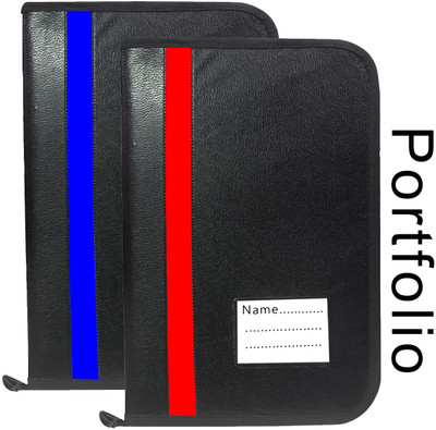 Leffit Leather File Foldar(Set Of 2, Blue And Red)