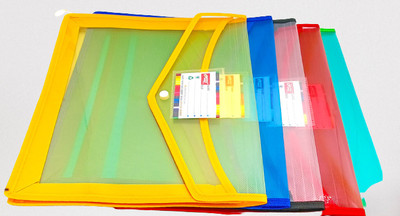 Gold Leaf Plastic A4 Size Button File Folder For Documents Certificates Storage Bag(Set Of 5, Multicolor)