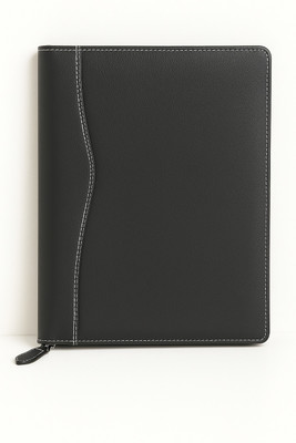 kittu Faux leather File folder(Set Of 1, Black)