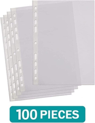 FRKB Plastic A4 Documents Sheet protector Envelope Transparent File, 60 Micron Thick(Set Of 100, Transparent)