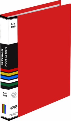 verena 30 Pocket 60 Pages Plastic A4 Size Presentation Display Book Folder File with Clear Sleeves(Set Of 1, Red)