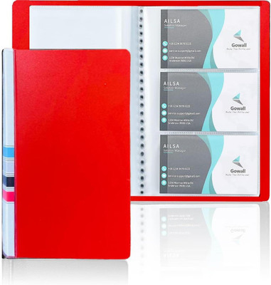 JSMSH Plastic Business Card Holder, Holds (240) Cards Business/Visiting/Debit/Name Id Card Book Case Organizer 1Pack(Set Of 1, Red)