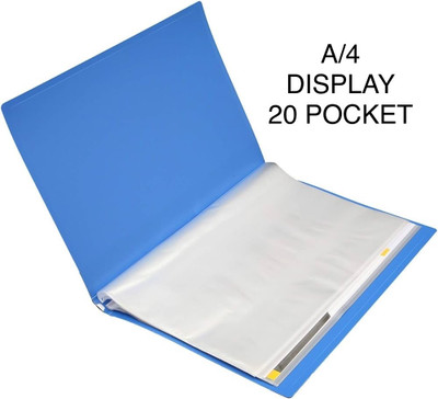 Unicorn Handicrafts plastic 20 pocket leaf file(Set Of 1, Blue)