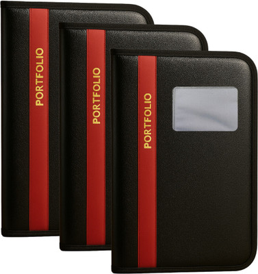 WTS GLOBAL PU Leather Portfolio Folder(Set Of 3, Red)