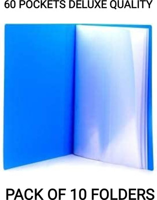 R K SALES Plastic Poly Propylene Display Pocket Files A-4 Size(Set Of 10, Blue)