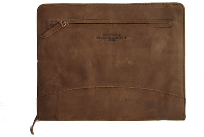 The Leather Warehouse a4 black leather plain folder without any slots Zippered Leather Business Portfolio | Document Organizer |Folder for Men Women for Interview | Office professional A4 papers compatible with 11 inch tablet ipad Handmade(Set Of 1, Coffee Brown)
