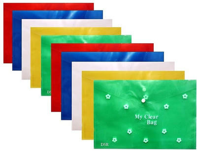 Eclet A4 Document File Folder Bag, Transparent Envelope Holder Storage Case Paper(Set Of 10, Multicolor)