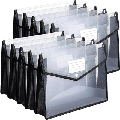 GPN PRINT Plastic 10 Pieces Plastic File Folders Envelope Expanding File Wallet Organizer Documents Folder with Snap Closure and Pocket(Set Of 10, Black)