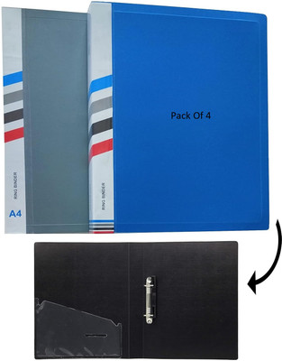 SHINING ZON HEVY PLASTIC PolyPropylene 2D Ring Binder Box File(Set Of 4, Red, Blue, Black, Grey)
