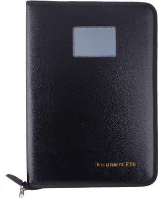 ZesTale PU Leather Document Holder/ Certificate Cover (20 leafs) File Folder(Set Of 1, Black)