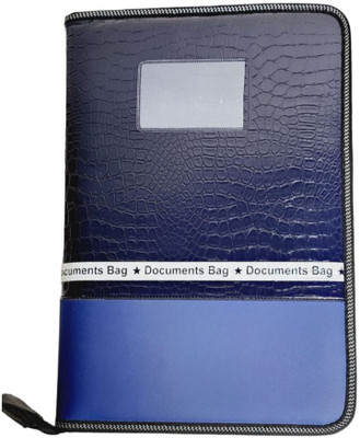 Sordha PU Leather Multipurpose Document Holder File Folder ( A4 Size , 20 Inner Leafs )(Set Of 1, Black, Blue)