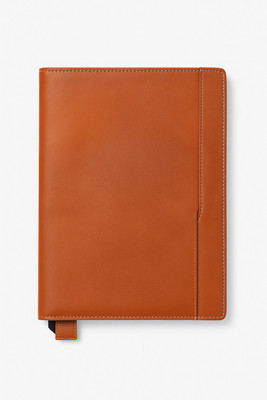 MADHAV Leather zip folder for documents with handle(Set Of 1, Brown)