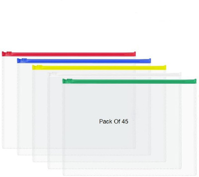 SHINING ZON Plastic A4 Size Plastic Zipper Lock Pouch(Set Of 45, Multicolor)