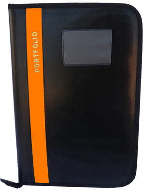 SB GRAND PU Leather File Folder(Set Of 1, Orange, Black)