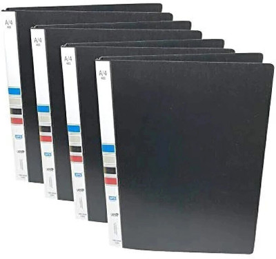 KATARIA Plastic Tough Durable 2D Ring Binder Board Box File -A4 Size (Black) -Pack of 4(Set Of 4, Black)