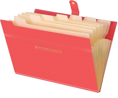 NISUN Polypropylene 8 Pockets A4/Letter Size File Organizer Expanding File Folder Document Organizer(Set Of 1, Red)