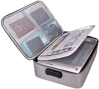 S AND S ENTRTPRISE Travel Document File Organizer Multiple Folder Bag with TSA Lock(Set Of 1, Grey)
