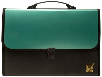 Spherix File Folder F/C Expanding Bag with Handle 5555 (Green, Black) pp(Set Of 1, green and black)