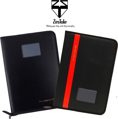 ZesTale PU Leather Combo of File Folder/Document Holder(Set Of 2, Black)