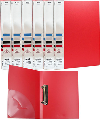 NSSP Polypropylene, Paper A4 Size Ring Binder Box Board File(Set Of 2, Red)