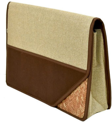 CAMPIO Jute Premium Sling Bag with Strap Corner Cut Design FileFolder for Important Document(Set Of 1, Brown)