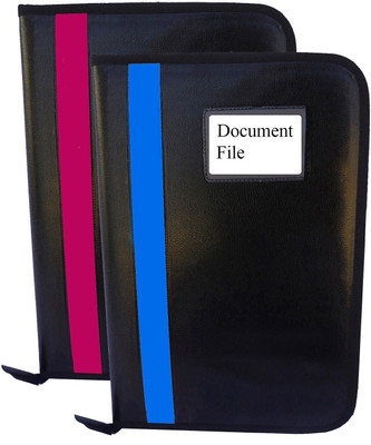 Kopila PU Leather Document,Certificate File Folder With 20 leefs and 3 Inner Pocket(Set Of 2, Pink & Skyblue)