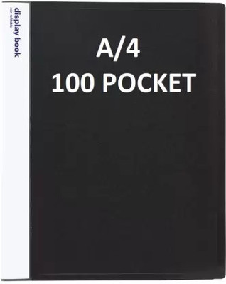 GPN PRINT Plastic Plastic 100 Pocket Display File/Leaf File (A4,BLACK)Clear Book File Display File 100 Pocket Display File(Set Of 1, Black)