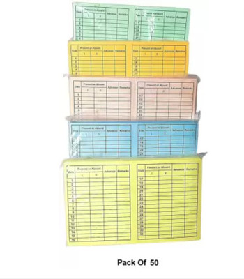 NSSP Paper Attendance Card for Daily Payroll(Set Of 50, Multicolor)