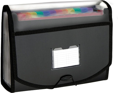 STORITE 25 Pockets Plastic Expanding File Folder Document Organizer with Label for Home Office School Supplies (33 * 24cm)(Set Of 1, Black)