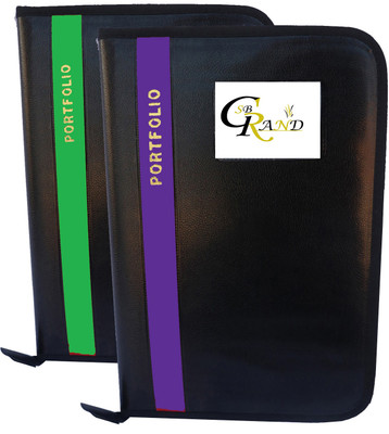 SB GRAND PU Leather Document File Folder With 20 Leaf's for Certificates and Document A4/FS Size(Set Of 2, Green, Purple)