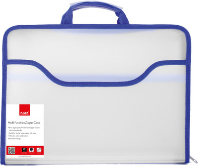 SAYA PP Sheet Document Organizer Bag | Waterproof Zipper Case with Handle for Office & Travel(Set Of 1, Blue)