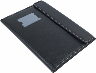 TULMAN PU Leather Document File Folder Executive for Certificate A4 Size Sleeve File for Office, Home, Banks, Professionals(Set Of 1, Black)