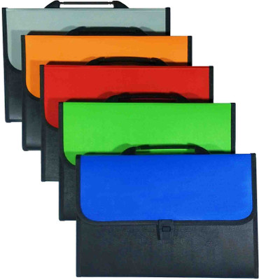 SHINING ZON PP 13 Pocket Expanding File Folder with Handle(Set Of 2, Multicolor)