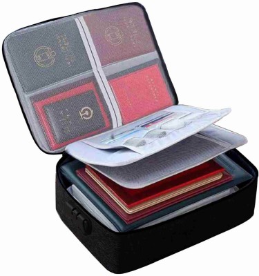 Anayo Polyester Document Organizer Bag Multilayer Travel File Organiser Waterproof Document Storage Folder with Safe Code Lock for A4 Documents, Certificates, Passport, Home, Office(Set Of 1, Black)