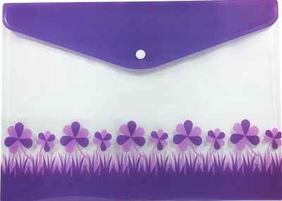 SHINING ZON PP Flower Design Button File Folder For Document Certificates(Set Of 2, Purple)