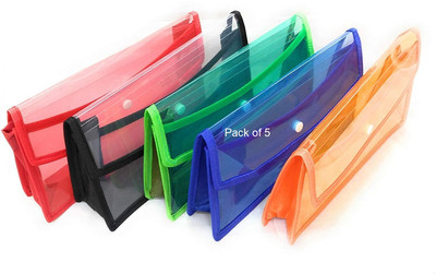 SHINING ZON HEVY PLASTIC A5 Size Document File(Set Of 5, Multicolor)