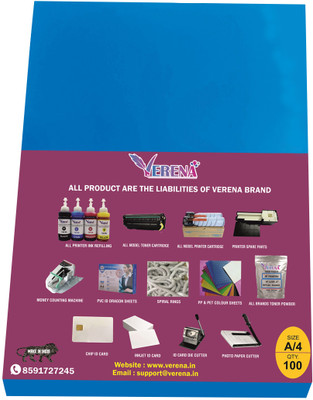 verena A/4 PVC Spiral Book Binding Sheet(Set Of 100, Glossy Blue)