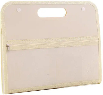 SHINING ZON Plastic 13 Pocket Expanding File Folder Multipurpose Horizontal(Set Of 2, Cream)
