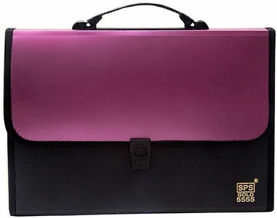 PRASH plastic Presents Plastic File Folder F/C Expanding Bag with Handle 5555(Set Of 1, pink black)