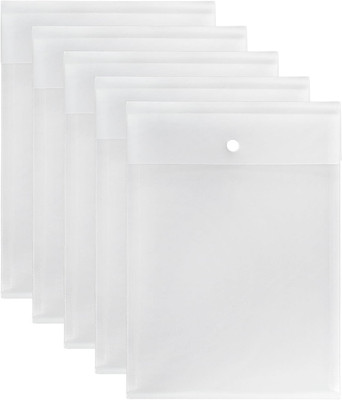 SHINING ZON Plastic Vertical Button File Folder For Documents, Certificates(Set Of 5, Transparent)