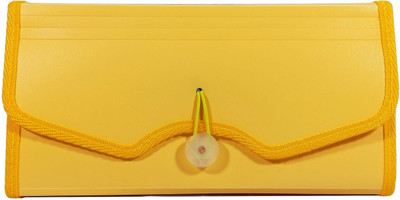 SHINING ZON Plastic 13 Pocket Expanding File Folder A6 Cheque Size(Set Of 3, Yellow)